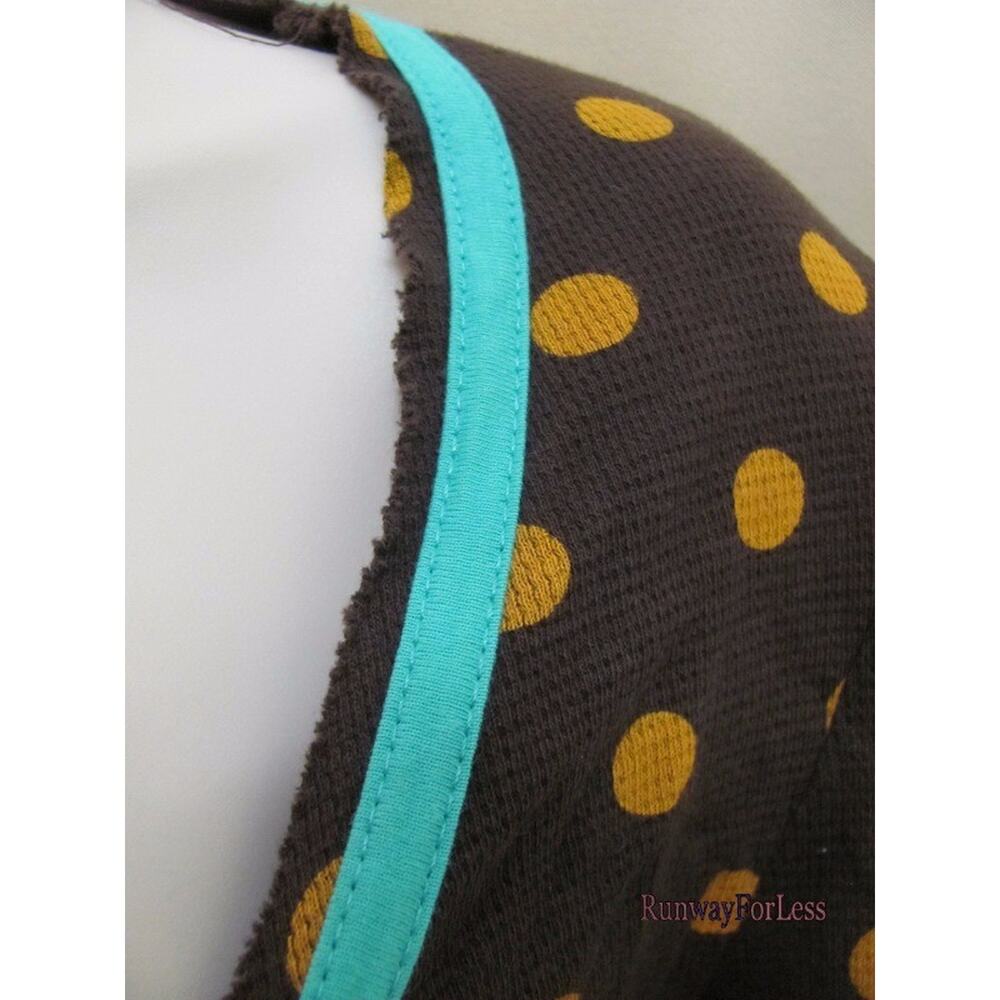 New SCRAPBOOK Misses Medium Brown Polkadot Polka Dot Thermal Tee Top Long Sleeve - Picture 2 of 5